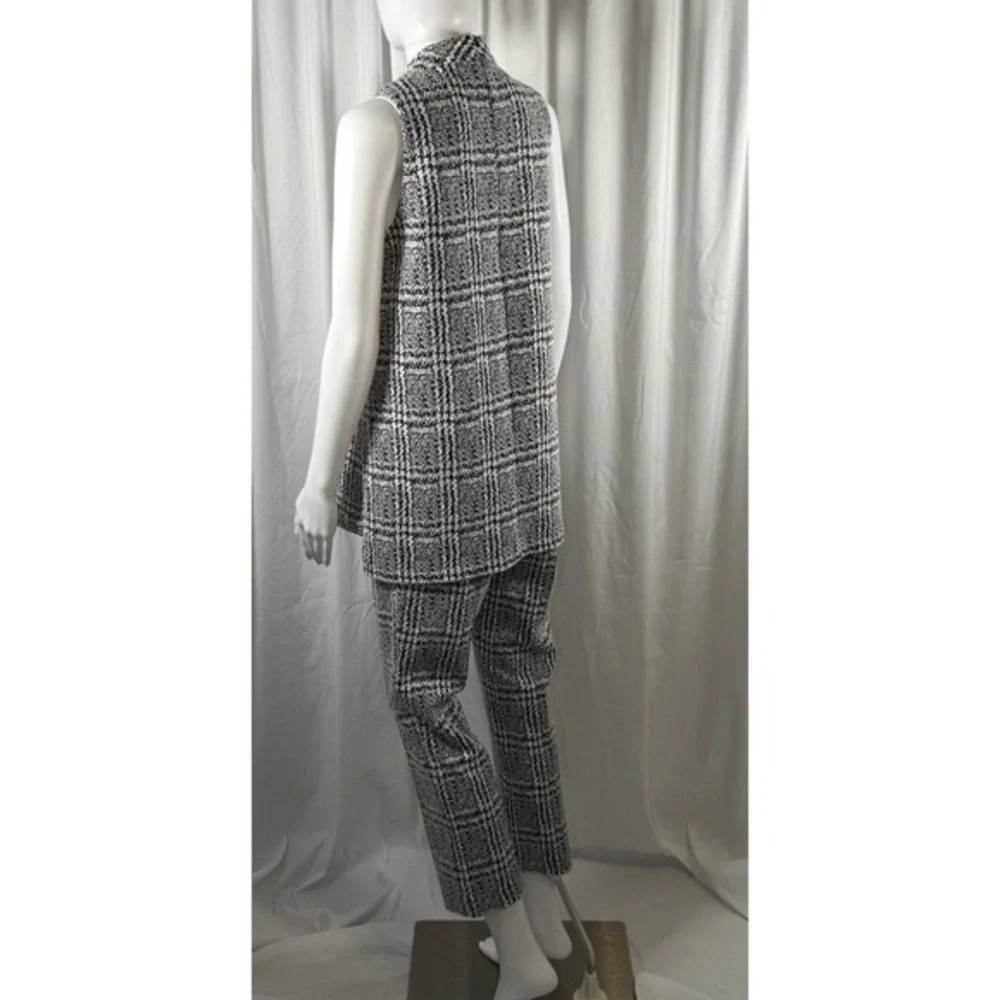 Michael‎ Kors Black White Plaid Knit Pull On Ankle Pants L Preppy Chic 86-35
